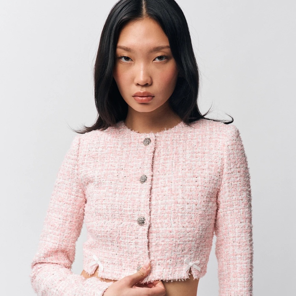 Danielle Guizio Pink Tweed Jacket